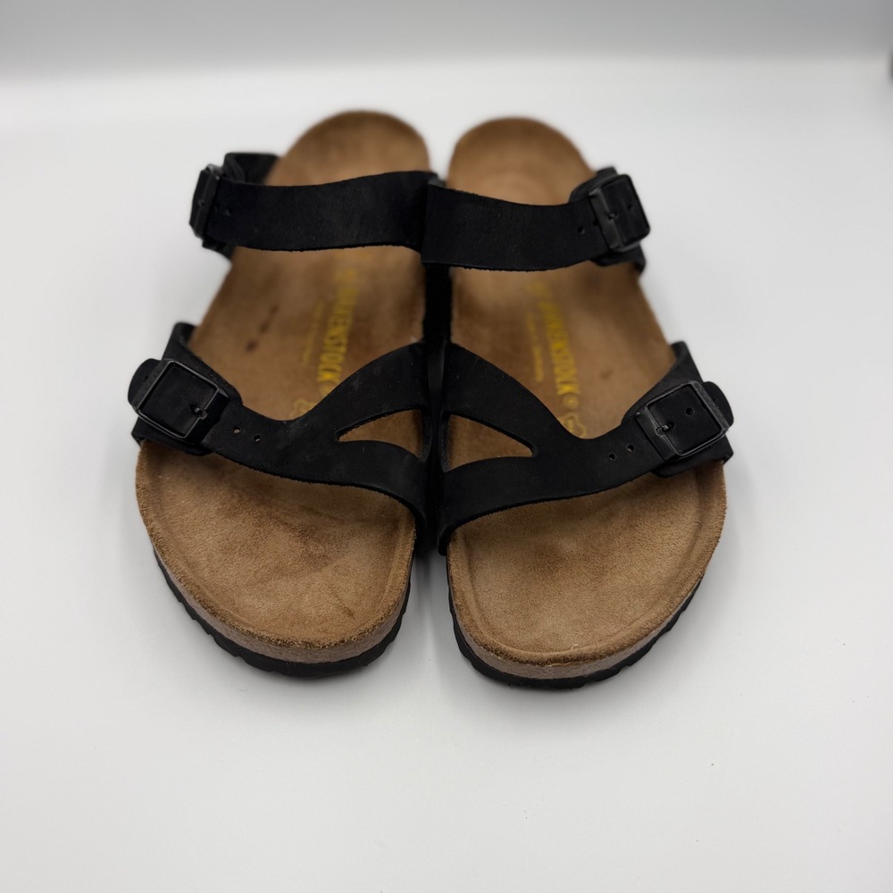 Birkenstock Salina Black Nubuck‎ Leather Multi Strap Sandals Womens 40 L9 M7
